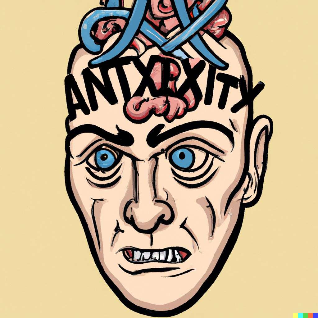a representation of anxiety, detailed color retro tattoo design